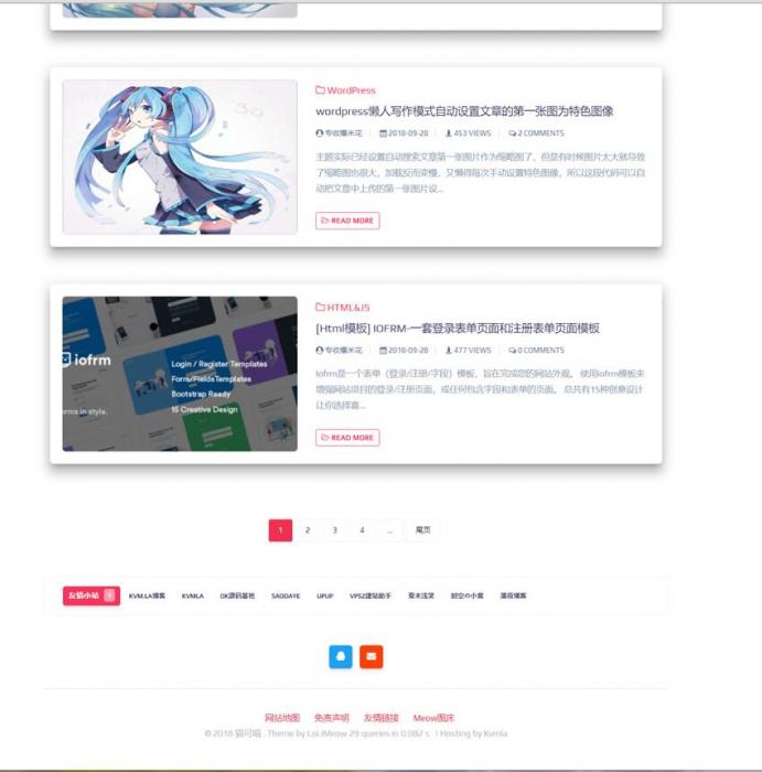 wordpress响应式猫可喵lolimeow,可做个人博客主题模板-热点1站-源码资源免费分享官网