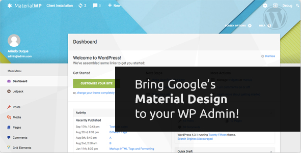 WordPress插件-Material WP V0.0.52汉化版已更新-倾尘SEO 更改WordPress管理界面 Material Design RTL支持-热点1站-源码资源免费分享官网