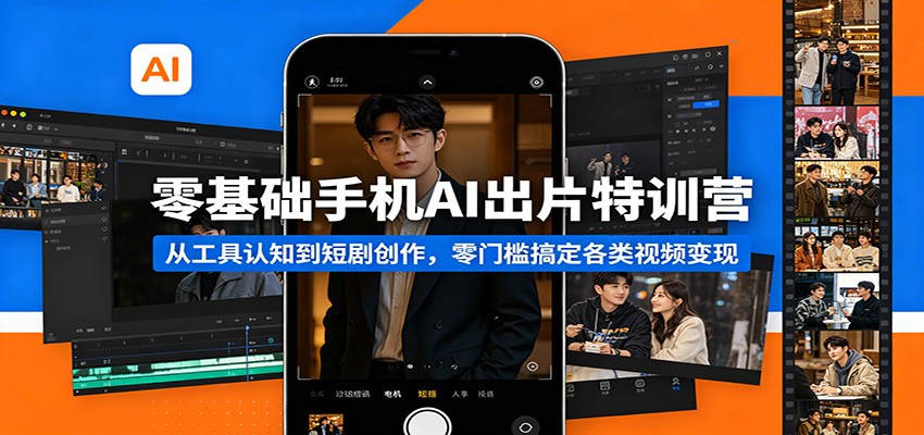 零基础手机AI出片特训营:从工具认知到短剧创作,零门槛搞定各类视频变现-热点1站 - 热点知汇专注网赚项目资源知识聚汇