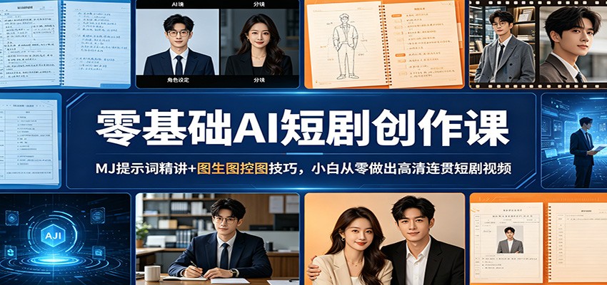 零基础AI短剧创作课:MJ提示词精讲+图生图控图技巧,小白从零做出高清连贯短剧视频-热点1站 - 热点知汇专注网赚项目资源知识聚汇