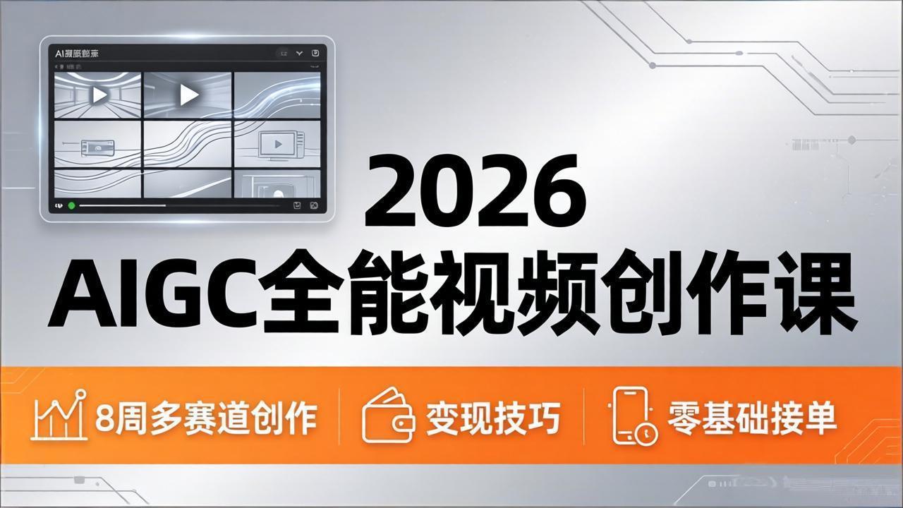 2026AIGC全能视频创作课,8周吃透多赛道创作+变现,零基础也能高效出片接单-热点1站 - 热点知汇专注网赚项目资源知识聚汇
