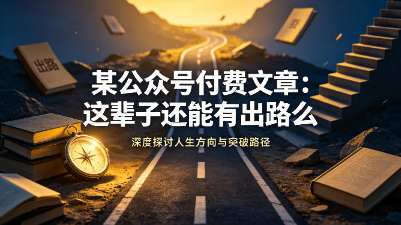 某公众号付费文章:这辈子还能有出路么-热点1站 - 热点知汇专注网赚项目资源知识聚汇