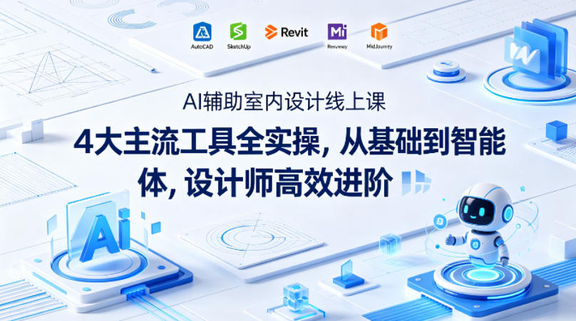 AI辅助室内设计线上课|4大主流工具全实操,从基础到智能体,设计师高效进阶-热点1站 - 热点知汇专注网赚项目资源知识聚汇