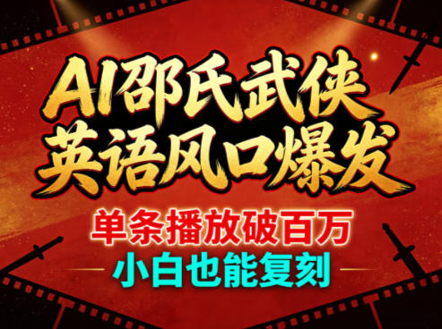 AI邵氏武侠英语风口爆发,单条播放破百万,小白也能复刻-热点1站 - 热点知汇专注网赚项目资源知识聚汇