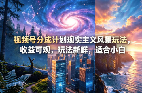 视频号分成计划现实主义风景玩法,收益可观,玩法新鲜,适合小白-热点1站 - 热点知汇专注网赚项目资源知识聚汇