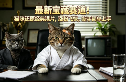 最新宝藏赛道!猫咪还原经典港片,涨粉飞快,新手简单上手-热点1站 - 热点知汇专注网赚项目资源知识聚汇