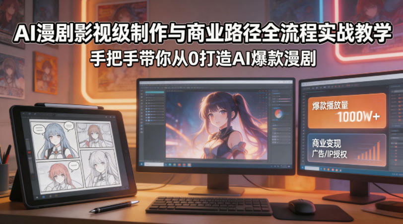 AI漫剧影视级制作与商业路径全流程实战教学,手带你从0打造AI爆款漫剧-热点1站 - 热点知汇专注网赚项目资源知识聚汇