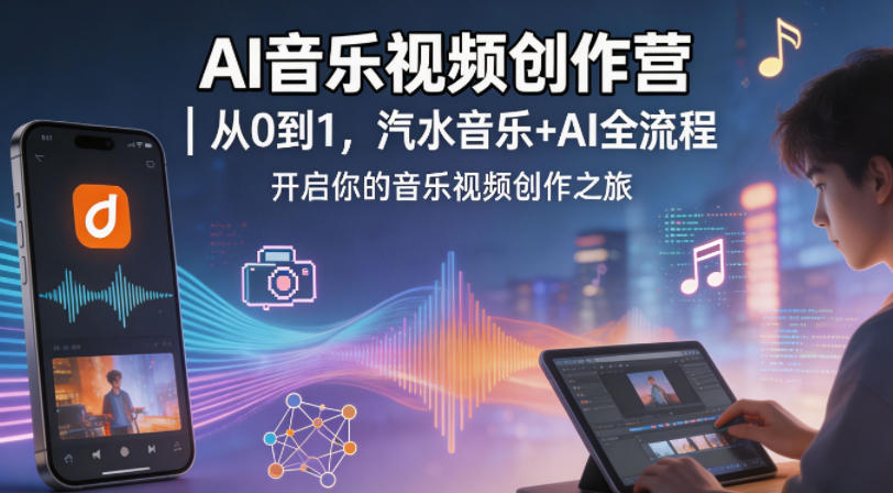 AI音乐视频创作营|从0到1,汽水音乐+AI全流程,开启你的音乐视频创作之旅-热点1站 - 热点知汇专注网赚项目资源知识聚汇