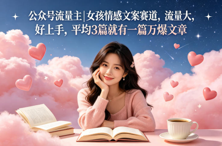 公众号流量主女孩情感文案赛道,流量大,好上手,平均3篇就有一篇万爆文章-热点1站 - 热点知汇专注网赚项目资源知识聚汇