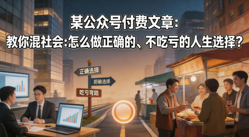 某公众号付费文章:教你混社会:怎么做正确的、不吃亏的人生选择?-热点1站 - 热点知汇专注网赚项目资源知识聚汇
