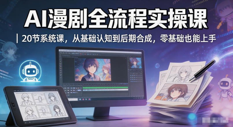 AI漫剧全流程实操课|20节系统课,从基础认知到后期合成,零基础也能上手-热点1站 - 热点知汇专注网赚项目资源知识聚汇