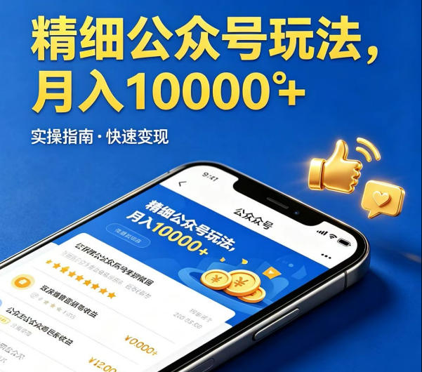 精细化公众号玩法,我们给你提供文章,你来负责发布,收益可观,月入1W+【揭秘】-热点1站 - 热点知汇专注网赚项目资源知识聚汇