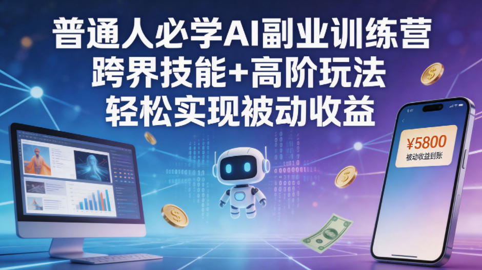 普通人必学AI副业训练营跨界技能+高阶玩法轻松实现被动收益-热点1站 - 热点知汇专注网赚项目资源知识聚汇