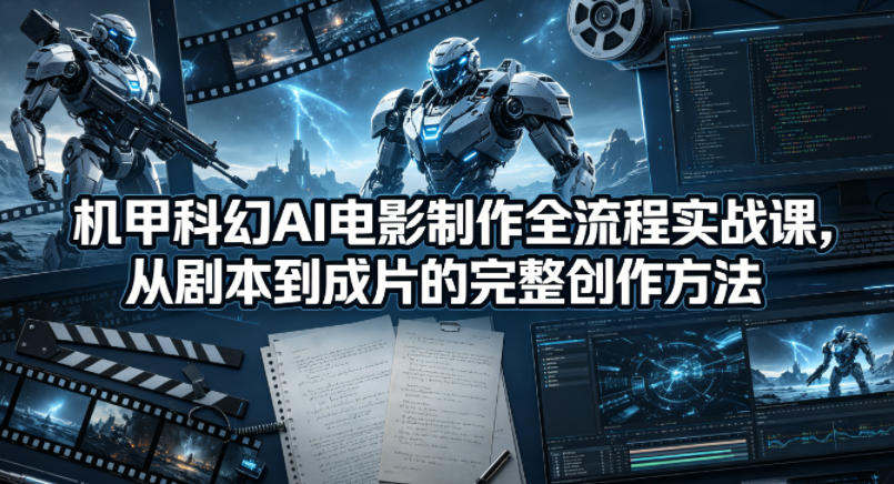 机甲科幻AI电影制作全流程实战课,从剧本到成片的完整创作方法-热点1站 - 热点知汇专注网赚项目资源知识聚汇