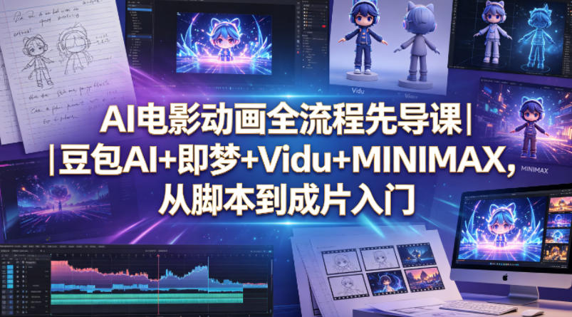 AI电影动画全流程先导课|豆包AI+即梦+Vidu+MINIMAX,从脚本到成片入门-热点1站 - 热点知汇专注网赚项目资源知识聚汇