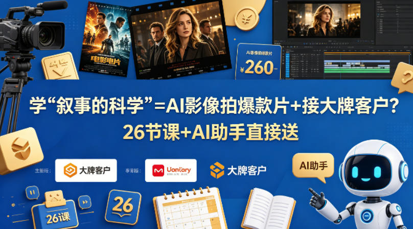 学《叙事的科学》=AI影像拍爆款片+接大牌客户?26节课+AI助手直接送【原创双语字幕】-热点1站 - 热点知汇专注网赚项目资源知识聚汇