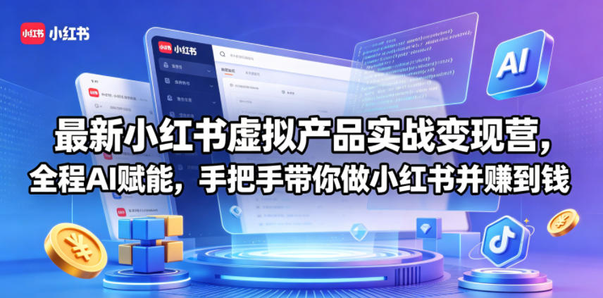 最新小红书虚拟产品实战变现营,全程AI赋能,手把手带你做小红书并赚到钱-热点1站 - 热点知汇专注网赚项目资源知识聚汇