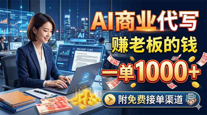 AI商业代写,赚老板的钱,一单1000+,附免费接单渠道-热点1站 - 热点知汇专注网赚项目资源知识聚汇