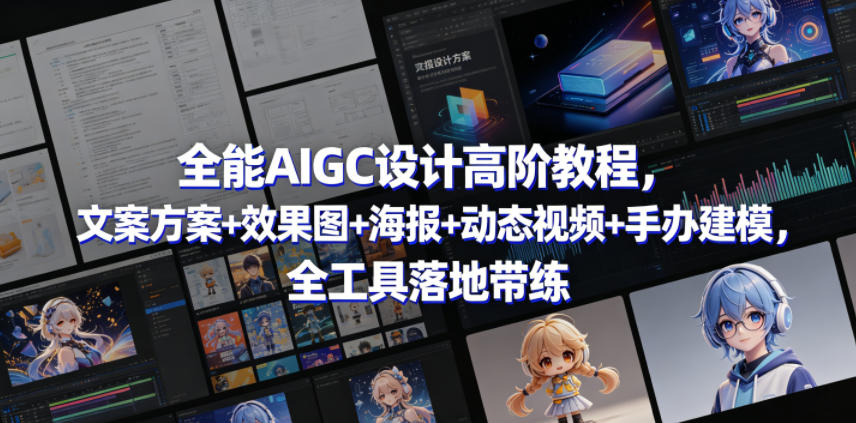 全能AIGC设计高阶教程,文案方案+效果图+海报+动态视频+手办建模,全工具落地带练-热点1站 - 热点知汇专注网赚项目资源知识聚汇