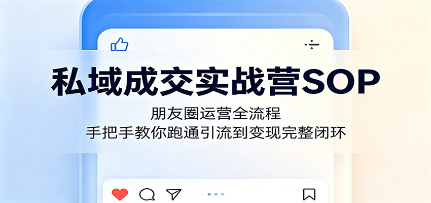私域成交实战营SOP:朋友圈运营全流程,手把手教你跑通引流到变现完整闭环-热点1站 - 热点知汇专注网赚项目资源知识聚汇