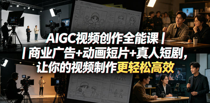 AIGC视频创作全能课|商业广告+动画短片+真人短剧,让你的视频制作更轻松高效-热点1站 - 热点知汇专注网赚项目资源知识聚汇