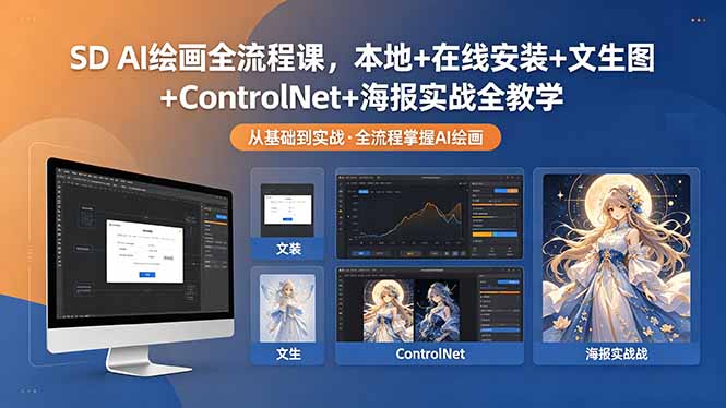 SD AI绘画全流程课,本地+在线安装+文生图+ControlNet+海报实战全教学-热点1站 - 热点知汇专注网赚项目资源知识聚汇