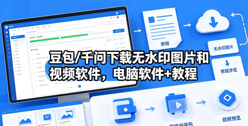 豆包/千问下载无水印图片和视频软件,电脑软件+教程-热点1站 - 热点知汇专注网赚项目资源知识聚汇