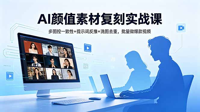 AI颜值素材复刻实战课,多图控一致性+提示词反推+洗图去重,批量做爆款视频-热点1站 - 热点知汇专注网赚项目资源知识聚汇