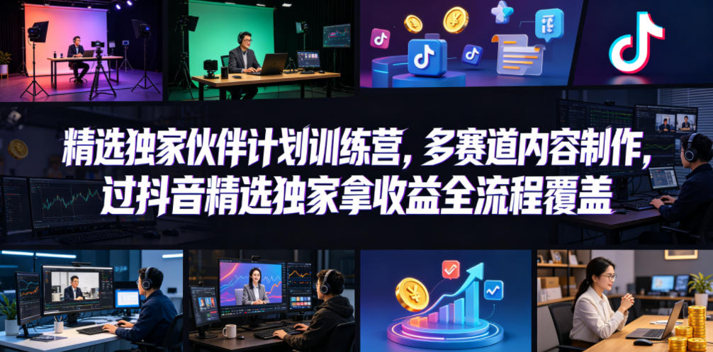 小豁食堂精选独家伙伴计划训练营,多赛道内容制作,过抖音精选独家拿收益全流程覆盖-热点1站 - 热点知汇专注网赚项目资源知识聚汇