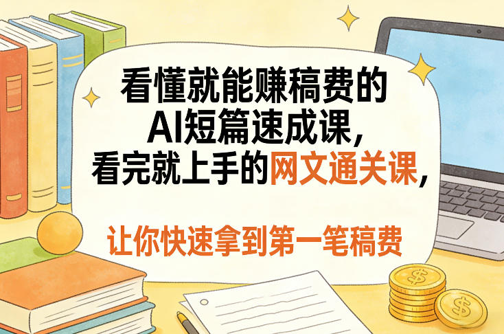 看懂就能賺稿费的AI短篇速成课,看完就上手的网文通关课,让你快速拿到第一笔稿费(更新5月)-热点1站 - 热点知汇专注网赚项目资源知识聚汇