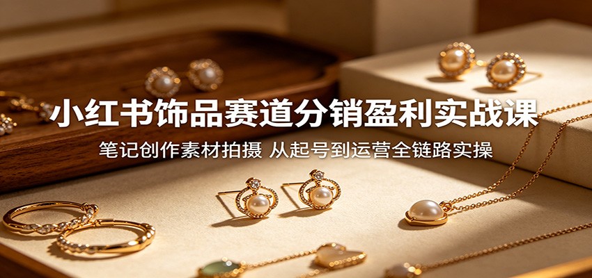 小红书饰品赛道分销盈利实战课:笔记创作素材拍摄,从起号到运营全链路实操-热点1站 - 热点知汇专注网赚项目资源知识聚汇