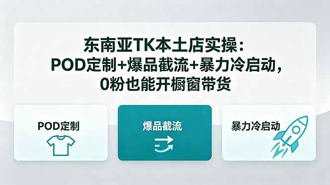 东南亚TK本土店实操-5月更新:POD定制+爆品截流+暴力冷启动,0粉也能开橱窗带货-热点1站 - 热点知汇专注网赚项目资源知识聚汇