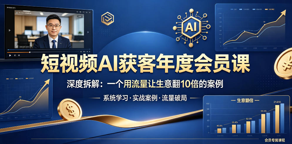 短视频AI获客年度会员课,深度拆解,一个用流量让生意翻10倍的案例-热点1站 - 热点知汇专注网赚项目资源知识聚汇