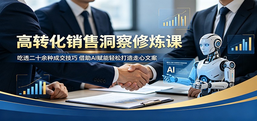 高转化销售洞察修炼课:吃透二十余种成交技巧,借助AI赋能轻松打造走心文案-热点1站 - 热点知汇专注网赚项目资源知识聚汇