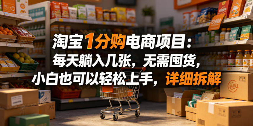 淘宝1分购电商项目:每天躺入几张,无需囤货,小白也可以轻松上手,详细拆解-热点1站 - 热点知汇专注网赚项目资源知识聚汇