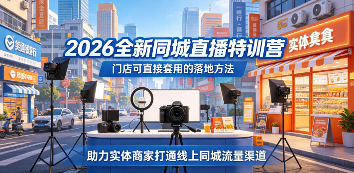 2026全新同城直播特训营,门店可直接套用的落地方法,助力实体商家打通线上同城流量渠道-热点1站 - 热点知汇专注网赚项目资源知识聚汇