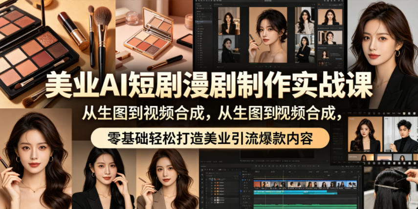 美业AI短剧漫剧制作实战课,从生图到视频合成,零基础轻松打造美业引流爆款内容-热点1站 - 热点知汇专注网赚项目资源知识聚汇