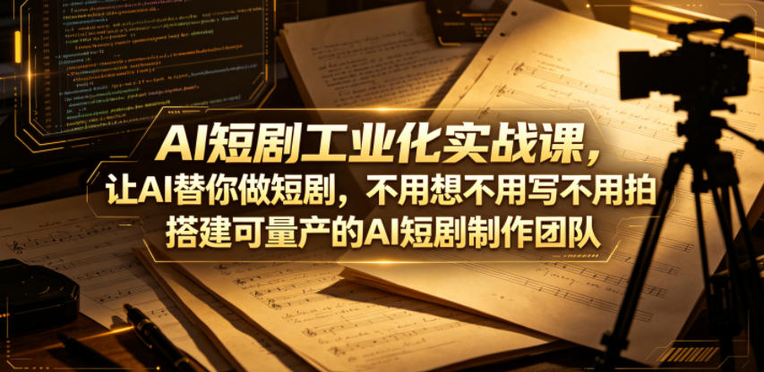AI短剧工业化实战课,让AI替你做短剧,不用想不用写不用拍,搭建可量产的AI短剧制作团队-热点1站 - 热点知汇专注网赚项目资源知识聚汇