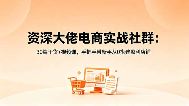 资深大佬电商实战社群:30篇干货+视频课,手把手带新手从0搭建盈利店铺-热点1站 - 热点知汇专注网赚项目资源知识聚汇
