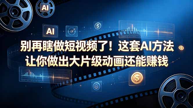 别再瞎做短视频了!这套 AI 方法让你做出大片级动画还能赚钱【原创双语字幕】-热点1站 - 热点知汇专注网赚项目资源知识聚汇