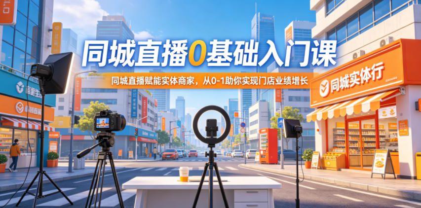 同城直播0基础入门课,同城直播赋能实体商家,从0-1助你实现门店业绩增长-热点1站 - 热点知汇专注网赚项目资源知识聚汇