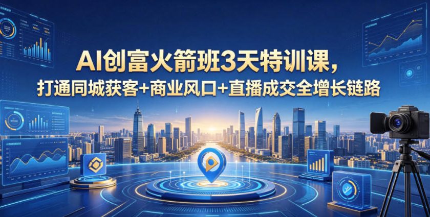 AI创富火箭班3天特训课,打通同城获客+商业风口+直播成交全增长链路,2026年4月新课-热点1站 - 热点知汇专注网赚项目资源知识聚汇