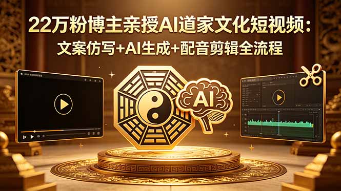 22万粉博主亲授AI道家文化短视频:文案仿写+AI生成+配音剪辑全流程-热点1站 - 热点知汇专注网赚项目资源知识聚汇