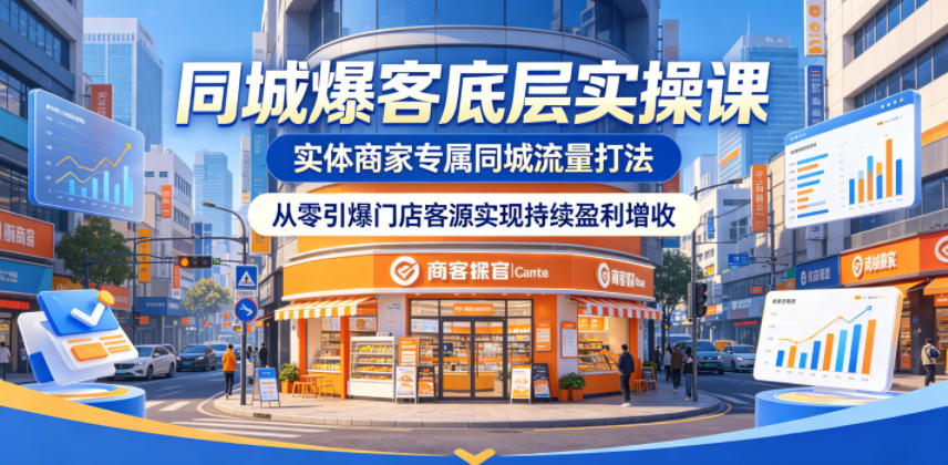 同城爆客底层实操课,实体商家专属同城流量打法,从零引爆门店客源实现持续盈利增收-热点1站 - 热点知汇专注网赚项目资源知识聚汇
