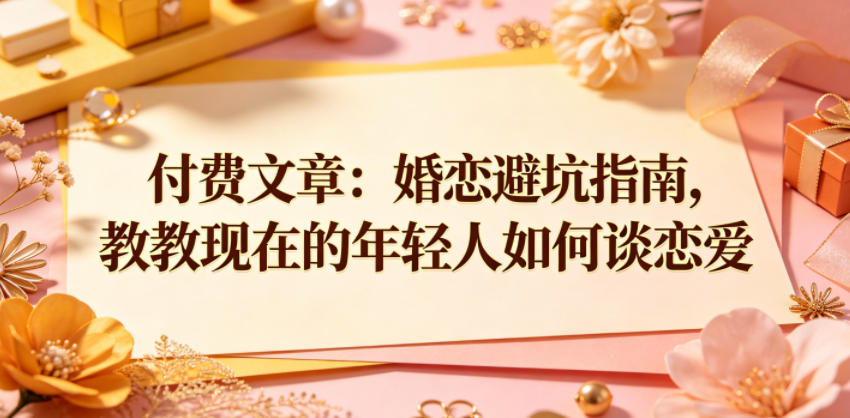 付费文章:婚恋避坑指南,教教现在的年轻人如何谈恋爱-热点1站 - 热点知汇专注网赚项目资源知识聚汇