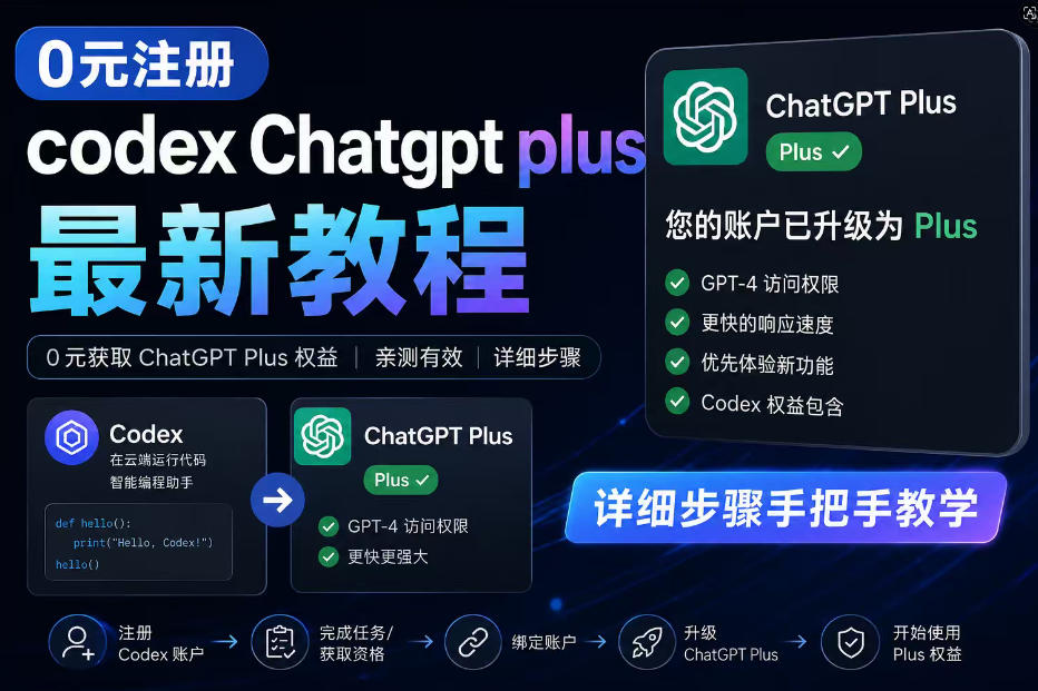 0元全自动注册codex gpt plus最新教程,0元获取GPT Plus权益,手把手详细教学-热点1站 - 热点知汇专注网赚项目资源知识聚汇