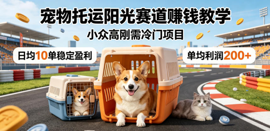 宠物托运阳光赛道賺钱教学,小众高刚需冷门项目,日均10单稳定盈利,单均利润200+-热点1站 - 热点知汇专注网赚项目资源知识聚汇