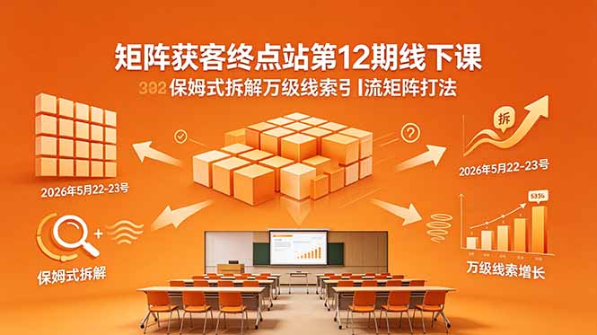 矩阵获客终点站第12期线下课 2026年5月22-23号 保姆式拆解万级线索引流矩阵打法-热点1站 - 热点知汇专注网赚项目资源知识聚汇