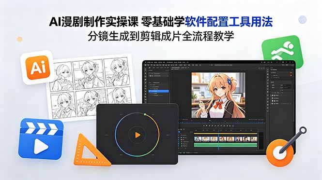 AI漫剧制作实操课 零基础学软件配置工具用法 分镜生成到剪辑成片全流程教学-热点1站 - 热点知汇专注网赚项目资源知识聚汇