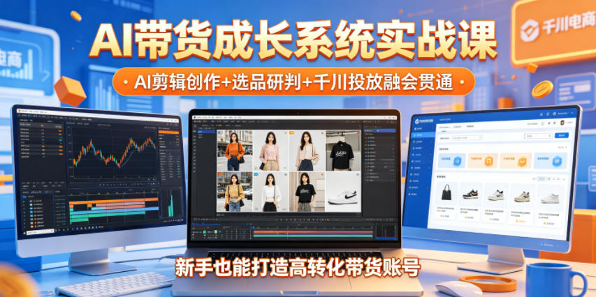 AI带货成长系统实战课,AI剪辑创作+选品研判+千川投放融会贯通,新手也能打造高转化带货账号(更新2026年)-热点1站 - 热点知汇专注网赚项目资源知识聚汇